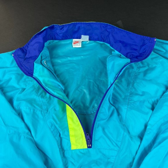 VTG 90s Nike Jacket Adult Extra Large Blue Colorful Half Zip Pullover Windbreak - Picture 6 of 12